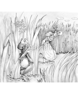 nuvolanevicata, frog prince is hiding Princess intrusive b w