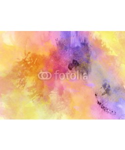 LoveKay, Orange and Violet Colorful Watercolor Background.