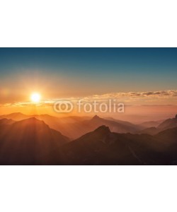 a2l, colorful sunset on top of austrian mountain alps