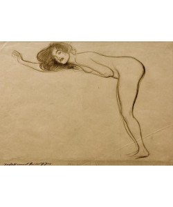 Gustav Klimt, Stehender Mädchenakt mit vorgebeugtem Körper nach links 