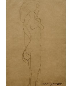 Gustav Klimt, Stehender Frauenakt nach rechts (Studie) 