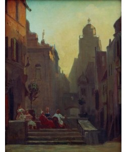 Carl Spitzweg, Plauderstündchen vor der Storchenapotheke