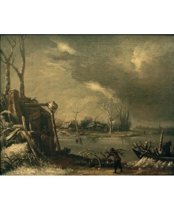 Jan van Kessel, Winterlandschaft mit Reisig-Sammler