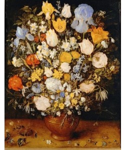 Jan Brueghel der Ältere, Kleiner Blumenstrauß in einem Tongefäß