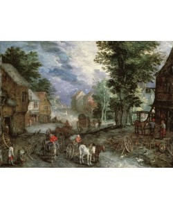 Jan Brueghel der Ältere, Landschaft mit Schmiede
