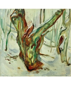 Edvard Munch, Knorriger Baumstamm im Schnee