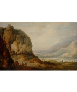 FRANS DE MOMPER, Flusstal mit Stadt und Gebirge