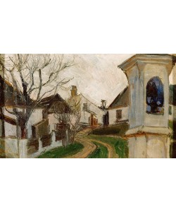 Egon Schiele, Kahle Bäume, Häuser und Bildstock