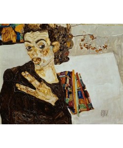 Egon Schiele, Selbstbildnis mit schwarzer Vase