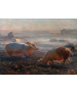 Heinrich von Zügel, Schweine auf dem Stoppelfeld