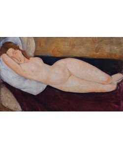 Amedeo Modigliani, Liegender Akt, Kopf auf rechtem Arm ruhend