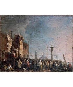 Giovanni Antonio Canaletto, Marionettentheater auf der Piazzetta in Venedig