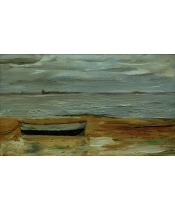 Max Beckmann, Strand mit grauem Kahn und grauem Meer