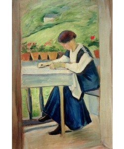 August Macke, Mädchen auf dem Balkon II (im blauen Kleid)