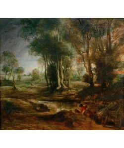 Peter Paul Rubens, Landschaft mit Fuhrwerk bei Sonnenuntergang