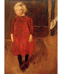 Paula Modersohn-Becker, Stehendes Mädchen vor einem Ziegenstall