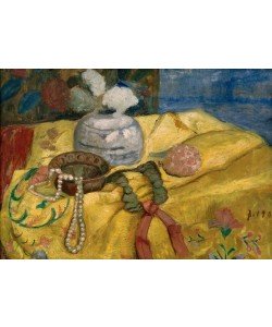 Paula Modersohn-Becker, Stillleben mit gelber Decke und Ingwertopf mit Blumen