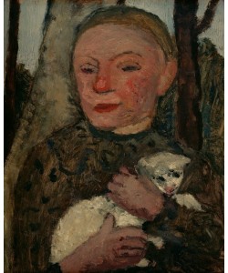 Paula Modersohn-Becker, Mädchen mit Lamm (Brustbild eines Mädchens mit Lamm im Arm)