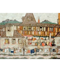 Egon Schiele, Haus mit trocknender Waesche