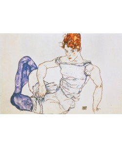 Egon Schiele, Sitzende Frau mit violetten Strümpfen