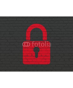 Maksim Kabakou, Information concept: Closed Padlock on wall background