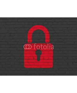 Maksim Kabakou, Information concept: Closed Padlock on wall background