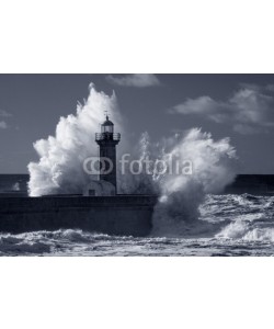 Zacarias da Mata, Infrared old lighthouse under heavy storm