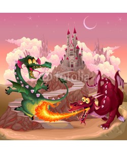 ddraw, Funny dragons in a fantasy landscape with castle