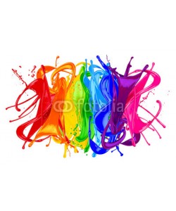 stockphoto-graf, colorful wild rainbow color splash isolated on white background