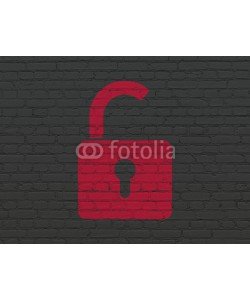 Maksim Kabakou, Information concept: Opened Padlock on wall background