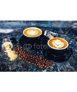 Hoda Bogdan, Latte art on espresso coffee. Black coffee served in bar