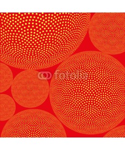 ldep, colorful dotted spheres floating, stylized tiny life forms under a microscope, in a warm orange palette