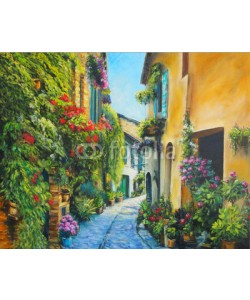 shvets_tetiana, Oil Painting Picture Flower Street in Italy