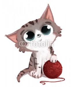 cirodelia, gato con ovillo de lana