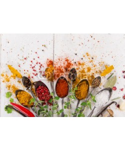 Lukas Gojda, Various colorful spices on wooden table