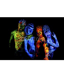 Andrey_Arkusha, Four elements. Body art glowing in ultraviolet light