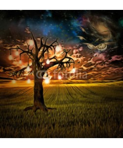 rolffimages, Bulb tree of ideas with surreal space background