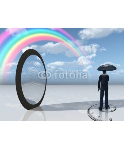 rolffimages, man with umbrella and mirror opening