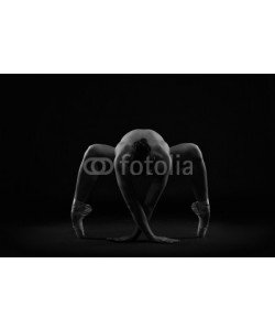 staras, Art nude. Perfect flexible sexy body of young woman on black background