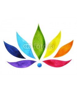 benjavisa, 7 color of chakra sign symbol, colorful lotus flower, watercolor