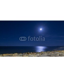 ivanabramkin, The moon in the sky and lune pathe in the sea. Night. Catalonia, L'Ampolla, Spain