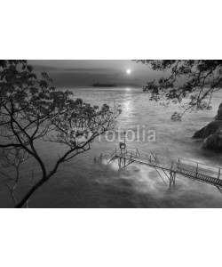 leeyiutung, wooden jetty under sunset