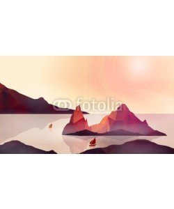 inbevel, Sea Coast with and High Cliffs - Vector Illustration