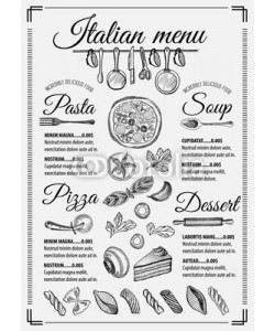 marchiez, Menu italian restaurant, food template placemat.