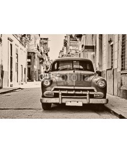 javigol860101, Sepia toned vintage classic american car parked in a street of O