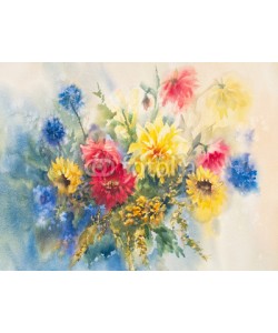 Egle, colorful dahlias watercolor