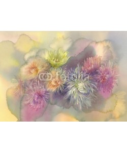 Egle, asters pastel bouquet watercolor