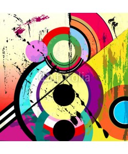 Kirsten Hinte, abstract circle background, retro/vintage style with paint strok