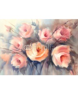 Egle, roses orange bouquet watercolor