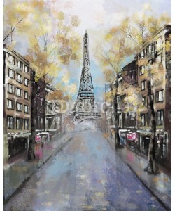 lisima, Oil Painting, Paris. european city landscape. France, Wallpaper, eiffel tower. Modern art.  street